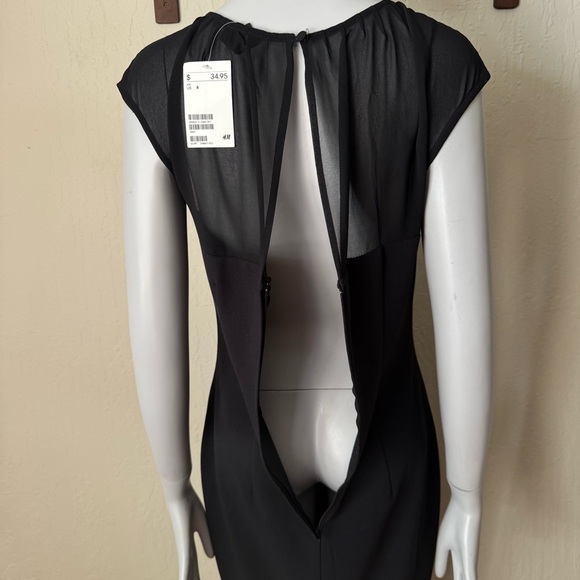 NWT H&M Sheer Sweetheart Neckline Little Black Dress Cocktail Party LBD Size 8 - Picture 12 of 16